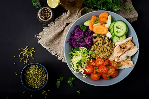 varied and diverse healthy foods 