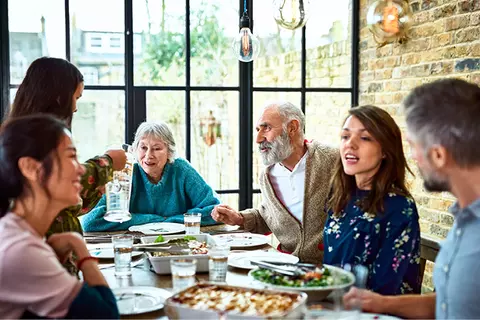 Family on a table